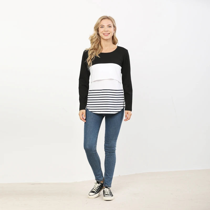 Pregnancy Maternity Clothes Autumn Long Sleeve Breastfeeding Tops For Pregnant Women Nursing Top Maternity T-shirt Freeshipping
