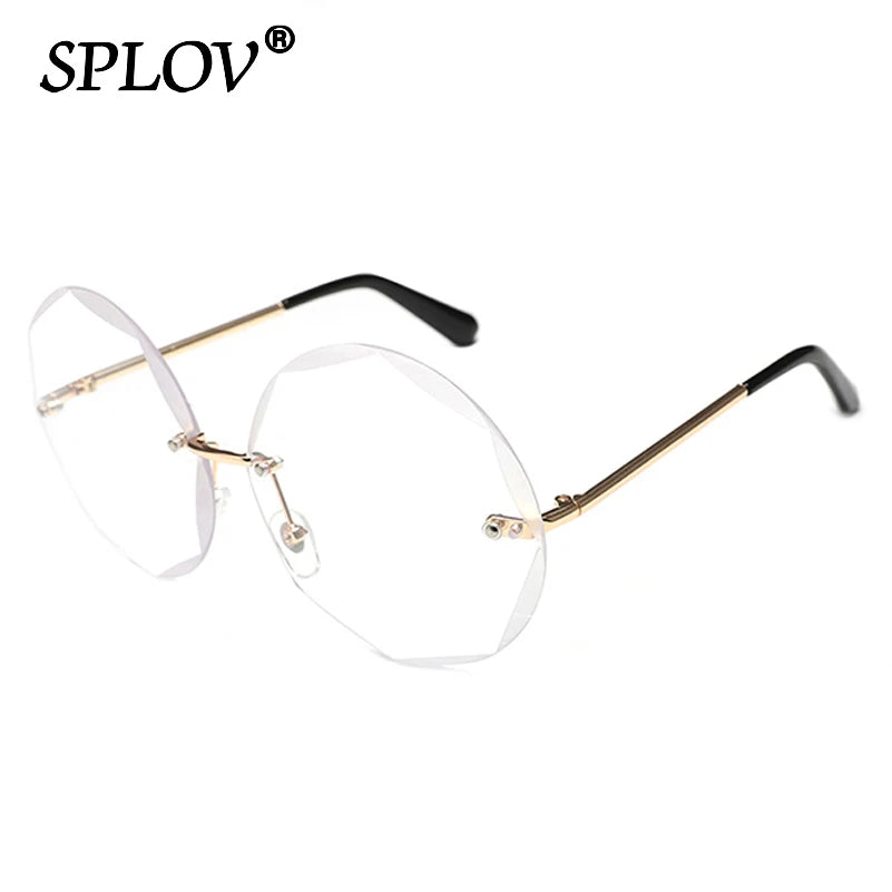 Round Rimless Sunglasses Women Men Vintage Oversized Gradient Sun Glasses Ladies Luxury Shades Female Stylish Eyewear Oculos