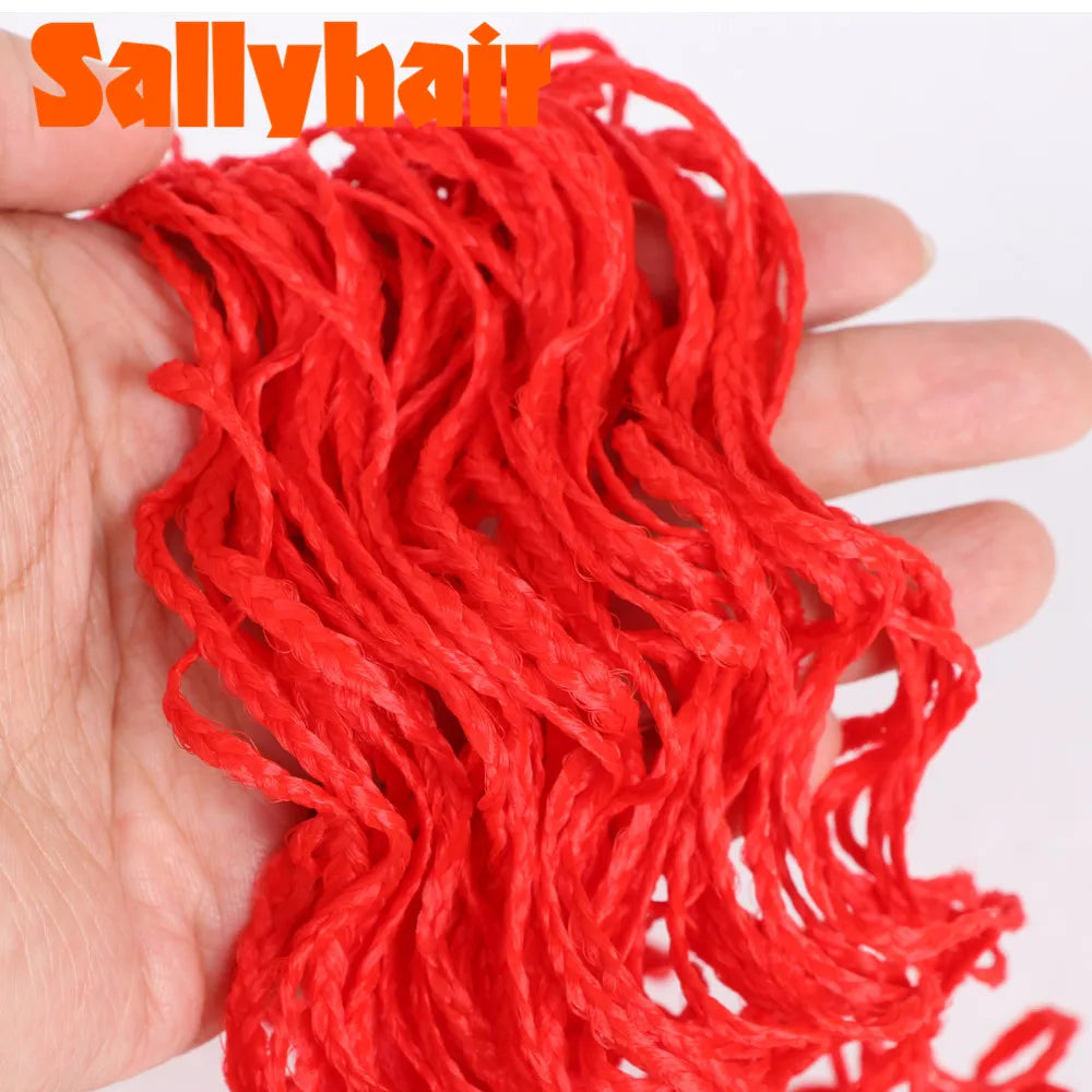 Sallyhair Synthetic Braids Thin Box Braids Crochet Braiding Hair Colorful Zizi Braids Extensions Grey Pink Black Brown Hair