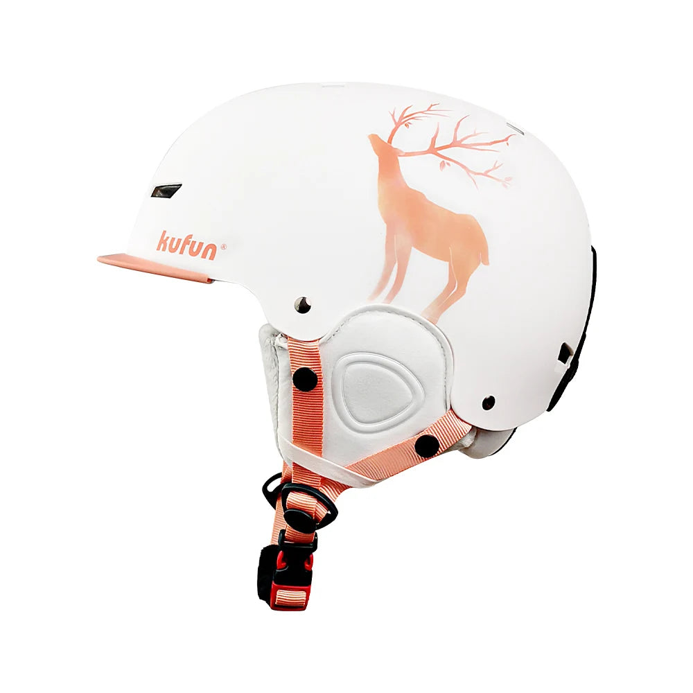 KUFUN Ski Helmet Earmuffs Winter Snow Sports Snowboard Skateboard Skating Cute Animal Lady Men Adult Kids Winter Safety Children