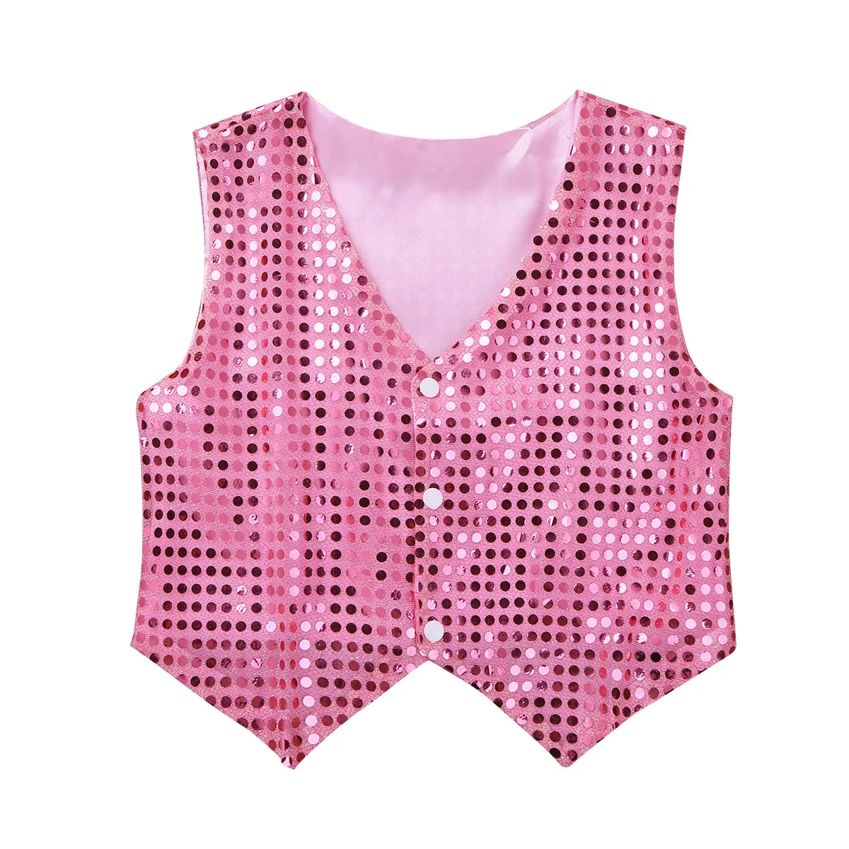Children Boys Girls Shiny Sequin Vest Waistcoat Hip Hop Jazz Street Dance School Choir Costume Halloween Carnival Party Clothes