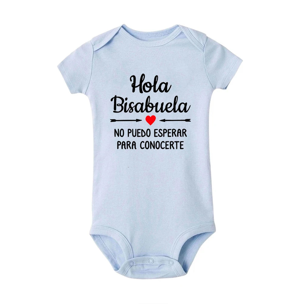 Hola Bisabuela Spanish Newborn Bodysuits Baby Boys Girls Born Crawling Jumpsuits Clothing Ropa Pregnancy Reveal To Great Grandma