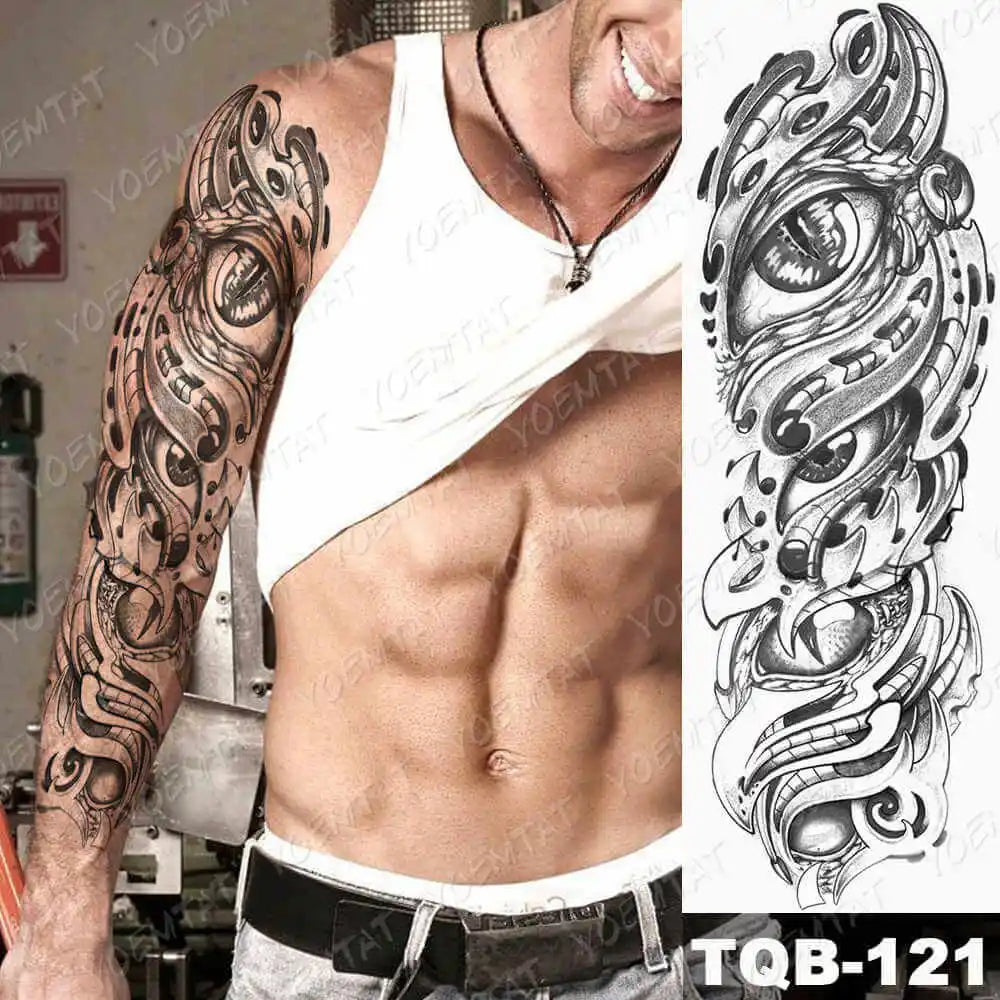 Large Arm Sleeve Tattoo Forest Angel Wolf Lion Waterproof Temporary Tatto Sticker Crown Skull Body Art Full Fake Tatoo Women Men
