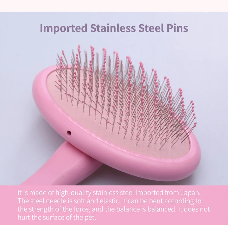 Fenice Pet Hair Brush Massage Handle Comb for Dog Cat Grooming Pet Hair Cleaning Tool