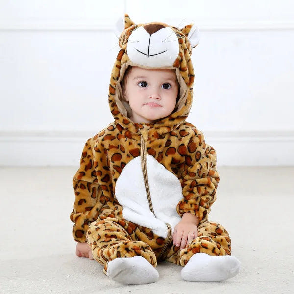 Baby Kigurumi Penguin Lion Cat Animal Cosplay Costume Winter Plush Jumpsuit for Toddler Boys 1 to 2 3 4 Years Baby Girl Outfits