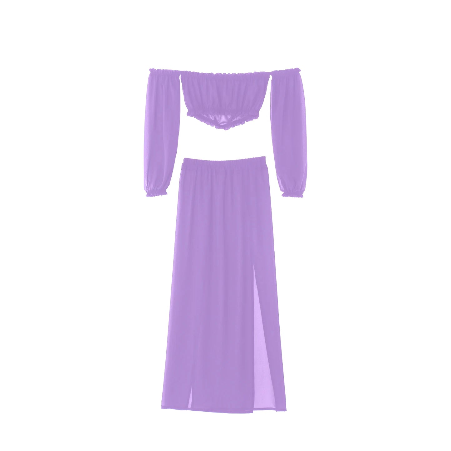 NEW Women Beach 2pcs Bikini Cover-Ups Swimsuit Off Shoulder Top+High Waist Dresss Sexy Ladies Swimming Cover Up Bathing Suit