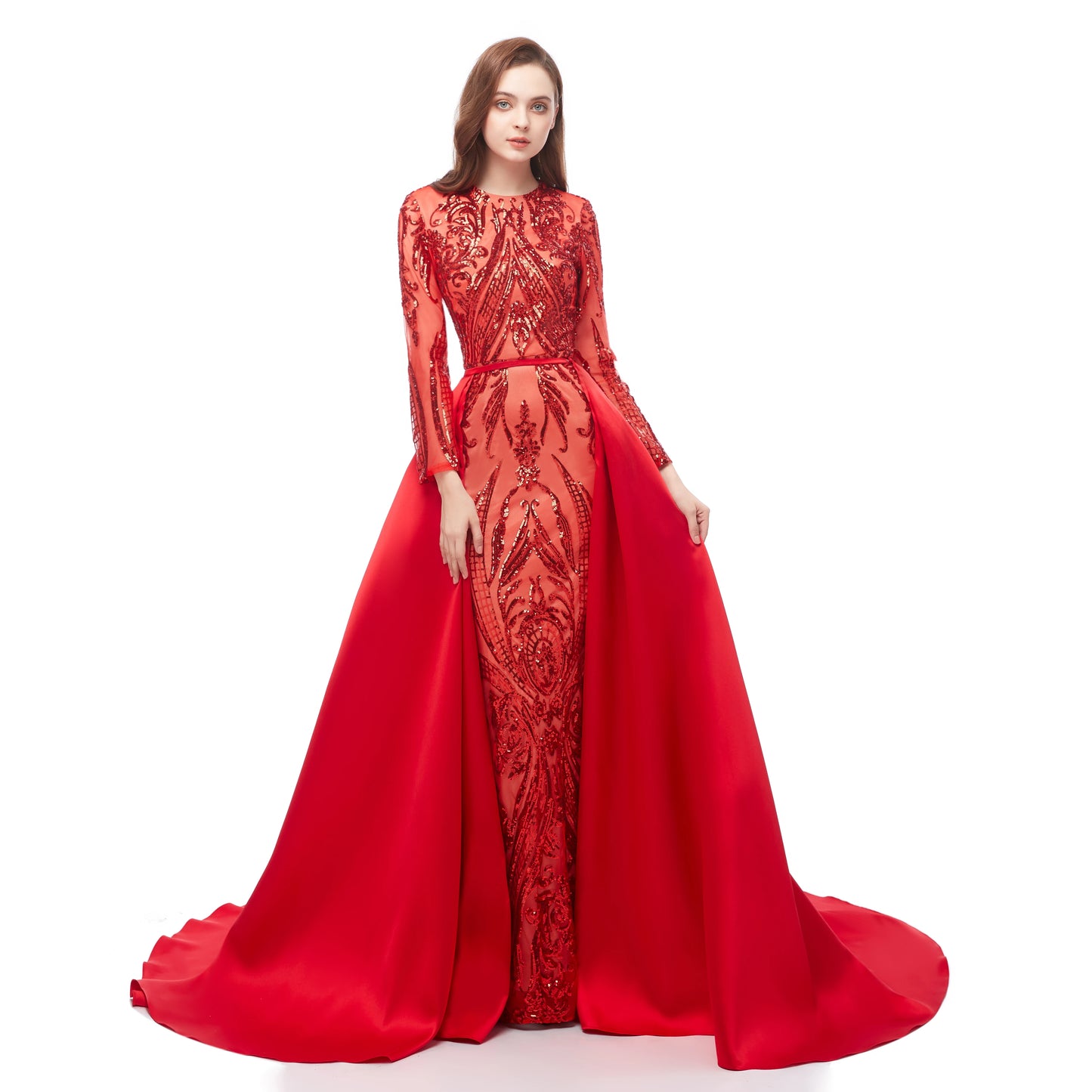 ZH003 Luxury Wedding Dress for Bridal Long Sleeve Sequin Bridal Gowns Wedding Dress Evening Dresses for Women