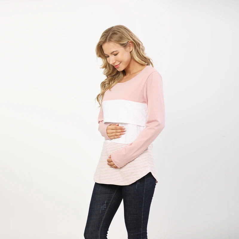 Pregnancy Maternity Clothes Autumn Long Sleeve Breastfeeding Tops For Pregnant Women Nursing Top Maternity T-shirt Freeshipping