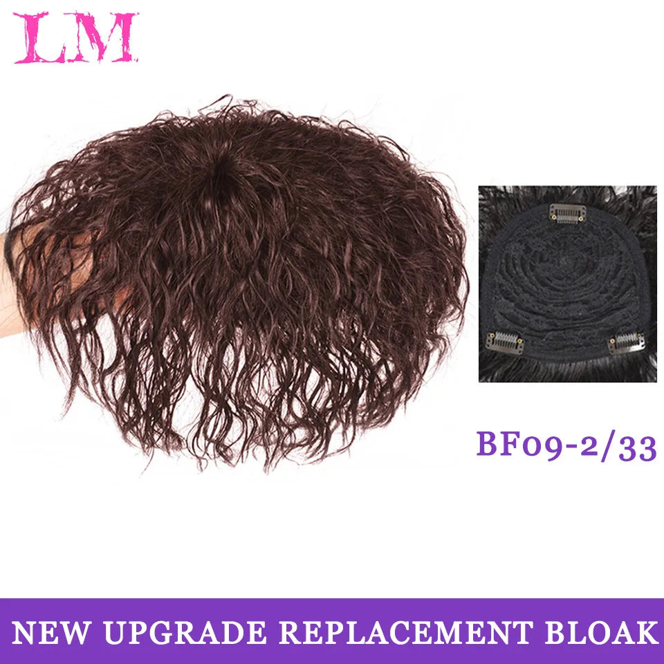 LM Hair Bangs for Mens Clips in Real Hair Bang Cover High Forehead 100% Human Hair Bangs Fringe Extension for Volume