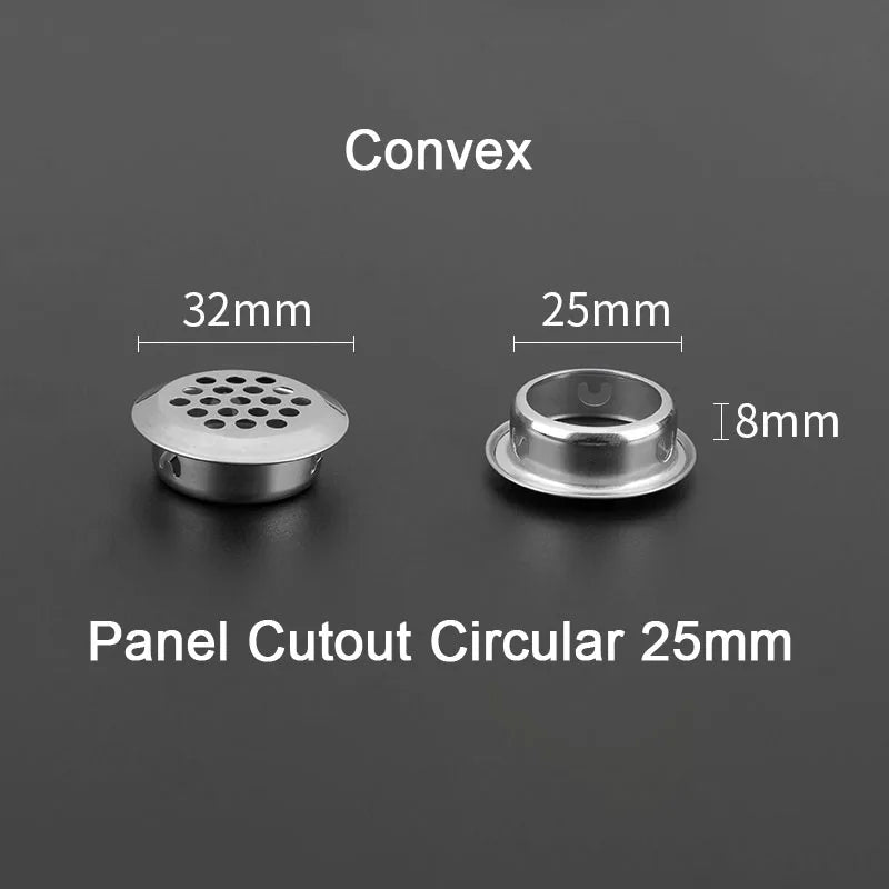 1/2/5/10pcs Stainless Steel Circle Air Vent Grille Cover Wardrobe Cabinet Mesh Hole Ventilation Plugs 19mm 25mm 35mm 53mm