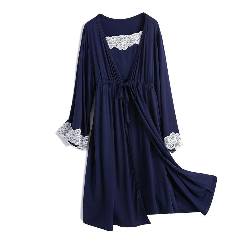 2Pcs/Set Pregnancy Maternity Pajamas Sleepwear Nursing Pregnant Pajamas Breastfeeding Nightgown Elegant Maternity Nursing Dress