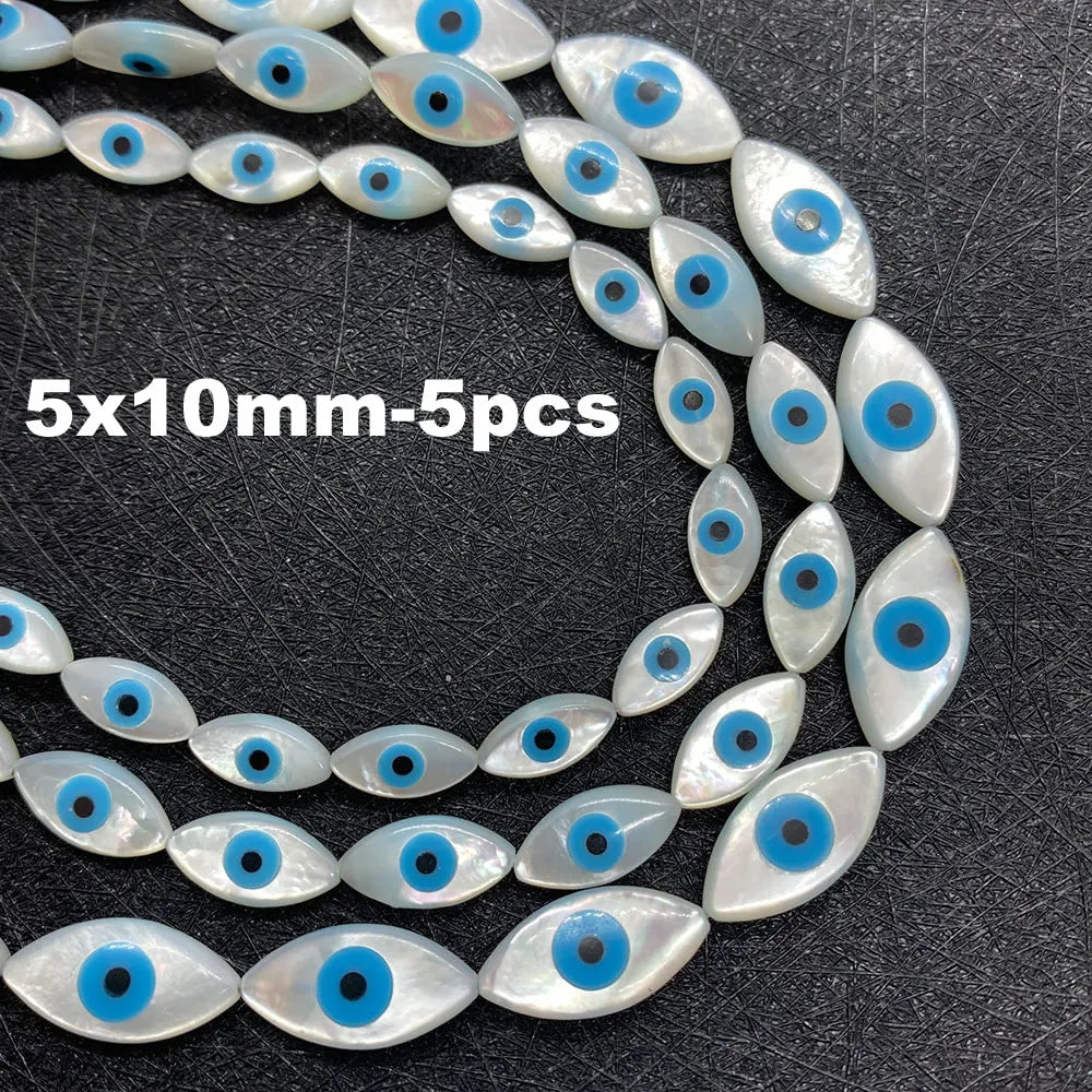 Natural Sea Shell Evil Eye Shell Beads Used for DIY Fashion Jewelry Making Necklace and Bracelet Accessories Size 5x10mm 6x12mm