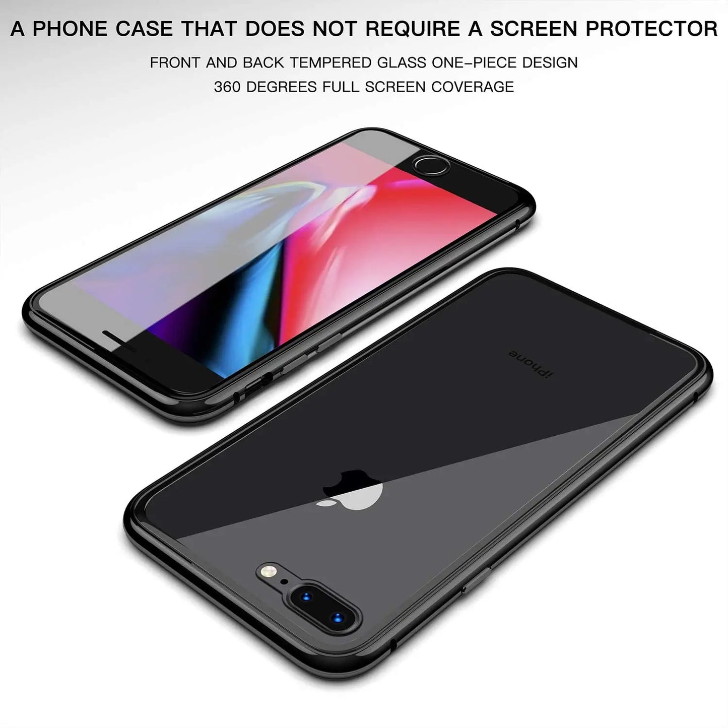 Magnetic Adsorption Case Metal Frame Tempered Glass Back with Built-in Magnet Cover For iPhone 7/8 Plus/iPhone SE 2020 2022