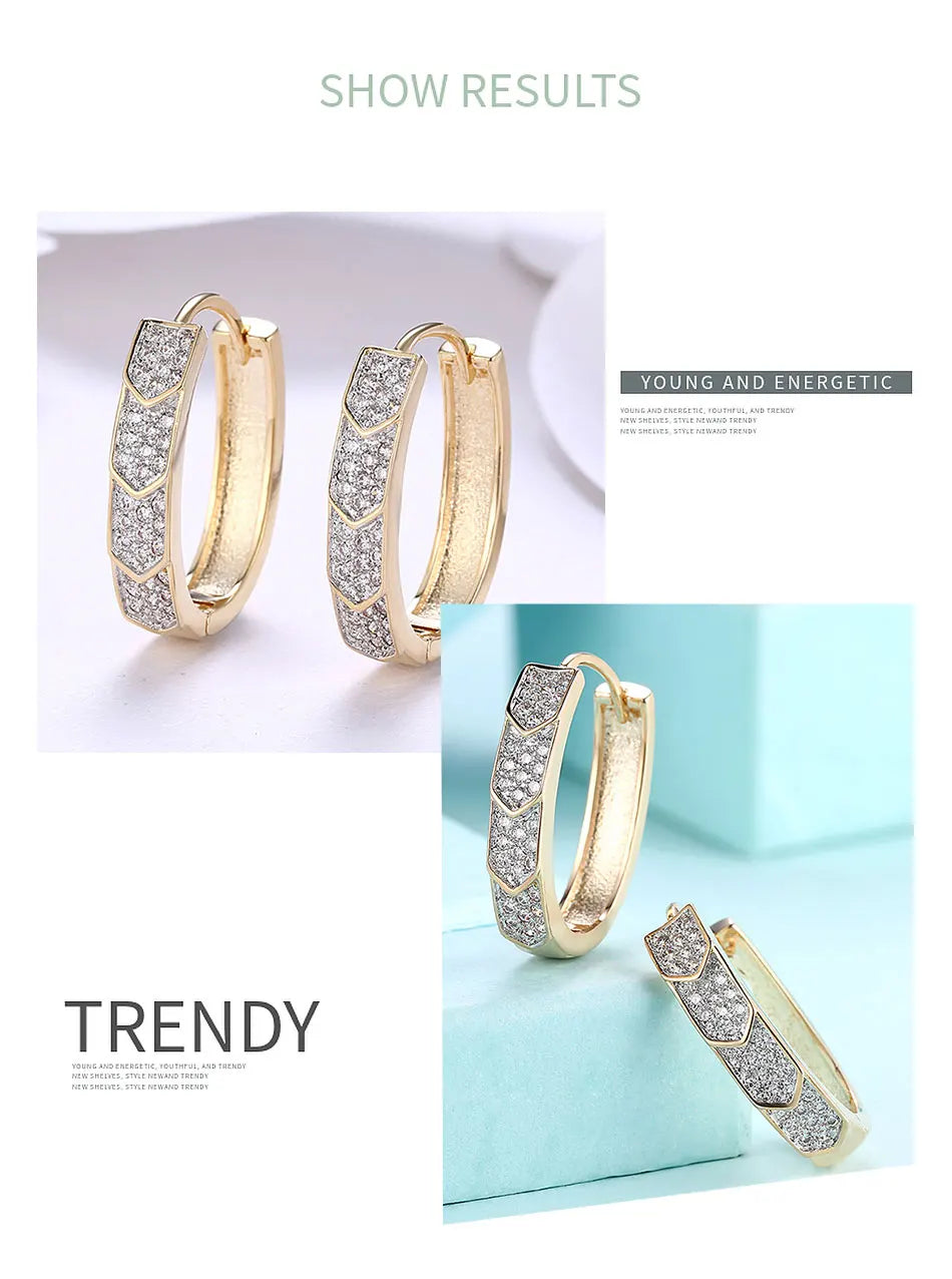Aravant 925 Silver U Shaped 18K Gold Hoop Earrings For Women Fashion Jewelry