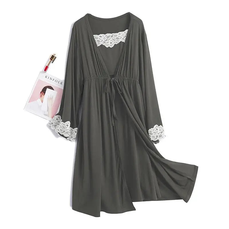 2Pcs/Set Pregnancy Maternity Pajamas Sleepwear Nursing Pregnant Pajamas Breastfeeding Nightgown Elegant Maternity Nursing Dress