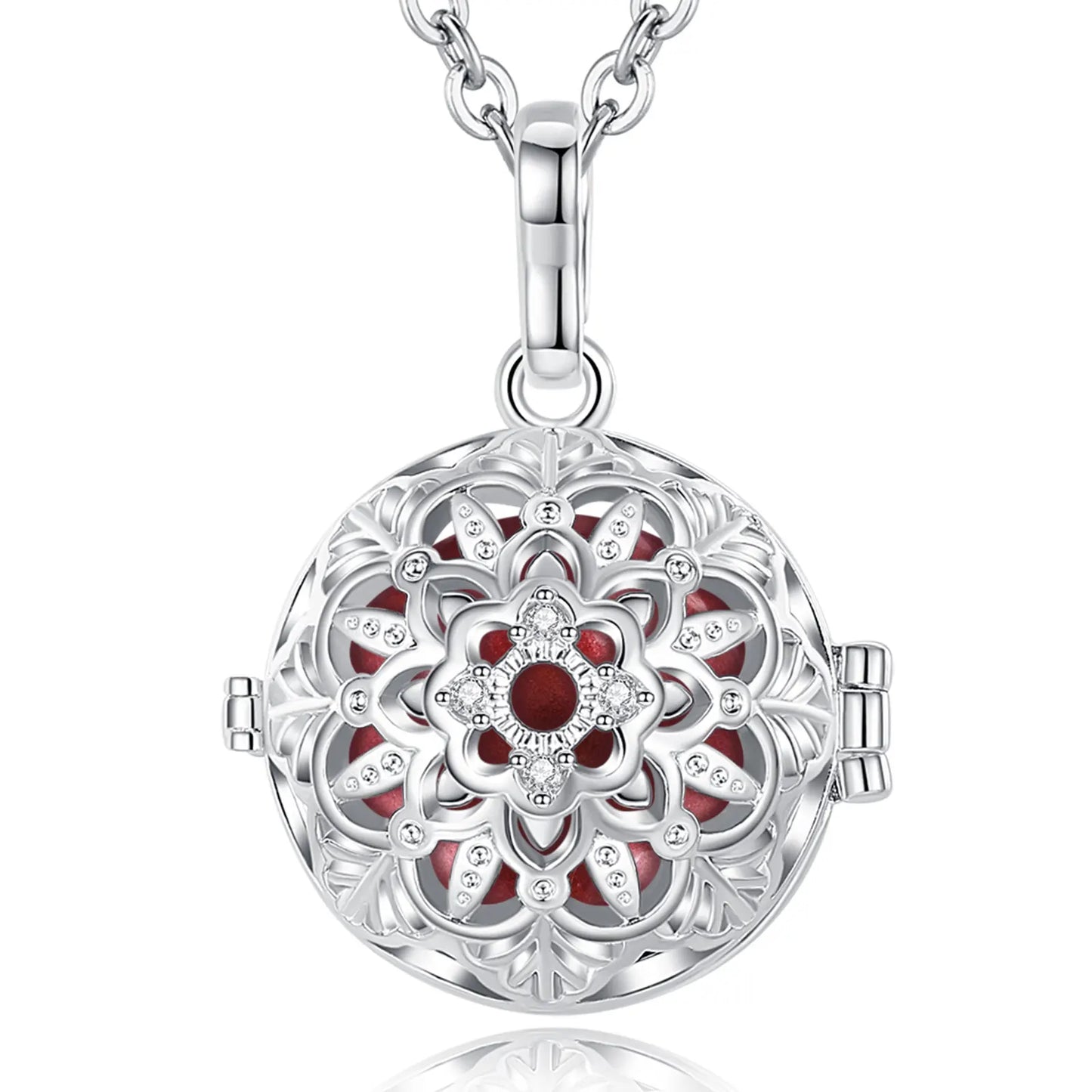 Eudora 18mm Harmony Ball Lotus Flower Cage Pendant Pregnancy Chime Bola Angel Caller Necklace Fashion Jewelry for Women gift