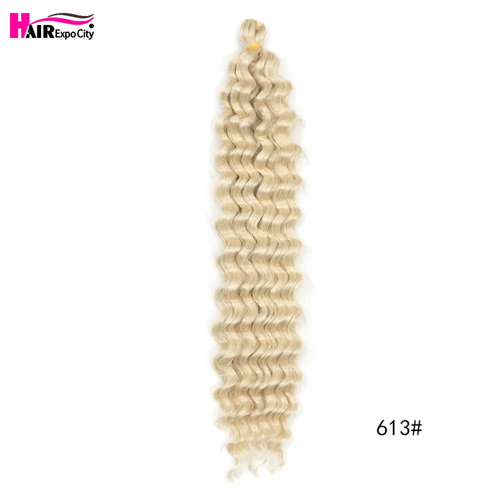 22-28 Inch Deep Wave Twist Crochet Hair Natural Synthetic Braid Hair Afro Curls Ombre Braiding Hair Extensions Hair Expo City