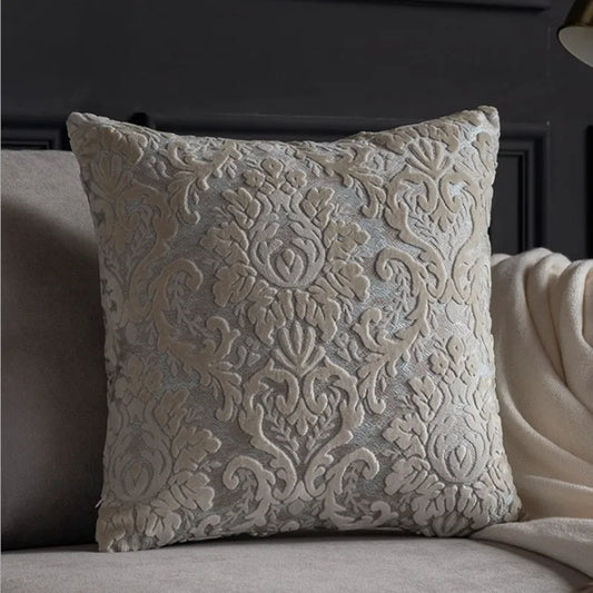 European Chenille Flocking Cushion Cover Grey Orange Vintage Home Decorative Pillow Cover 40x40cm Living Room Sofa Pillow Case