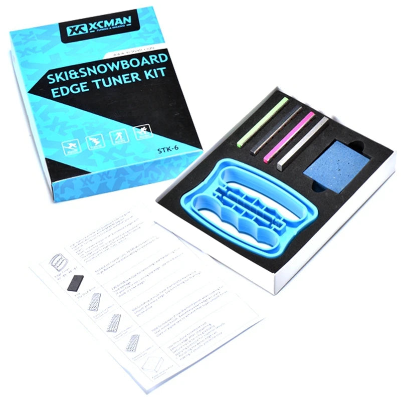 XCMAN Alpine Freeride Snowboard Edge Bevel Tuning Kit Edge Care Kit -Side Ski Angle Tool +3 diamonds File +Gummi stone