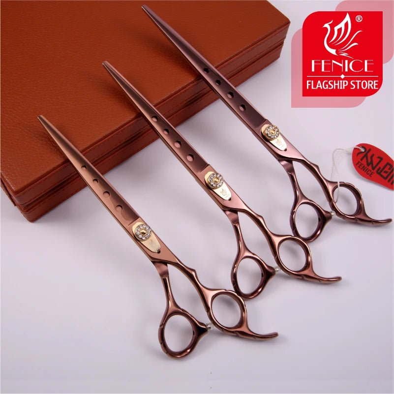 Fenice 7.0 7.5 8.0 inch professional JP440C pet dog cat grooming cutting scissors straight shears