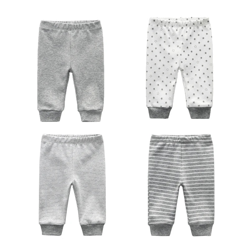 Solid Color 100%cotton Newborn Baby Pants 3/4Pieces Baby Girl Trousers 0-24M Soft Cartoon Print Baby Boy Pants Accessories
