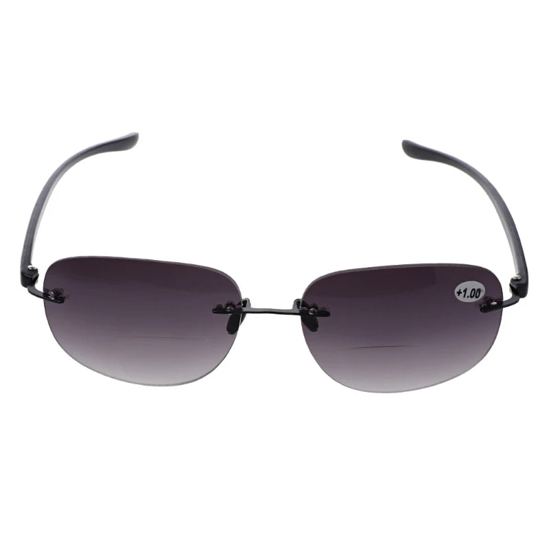 Outdoor Sun Readers Rimless Bifocal Reading Glasses Sunglasses Men and Women +1.0 To +3.5