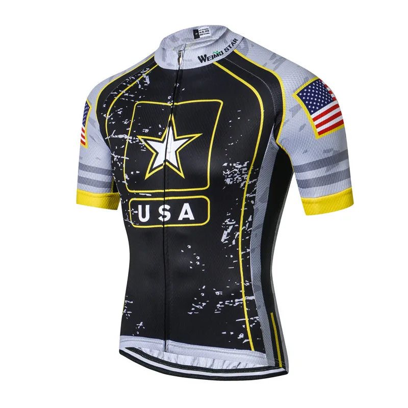 cycling jersey Men's Bike jerseys Short sleeve Pro Team Road Mountain MTB Maillot Ciclismo Racing Top T-shirts Shirt Blue USA UK
