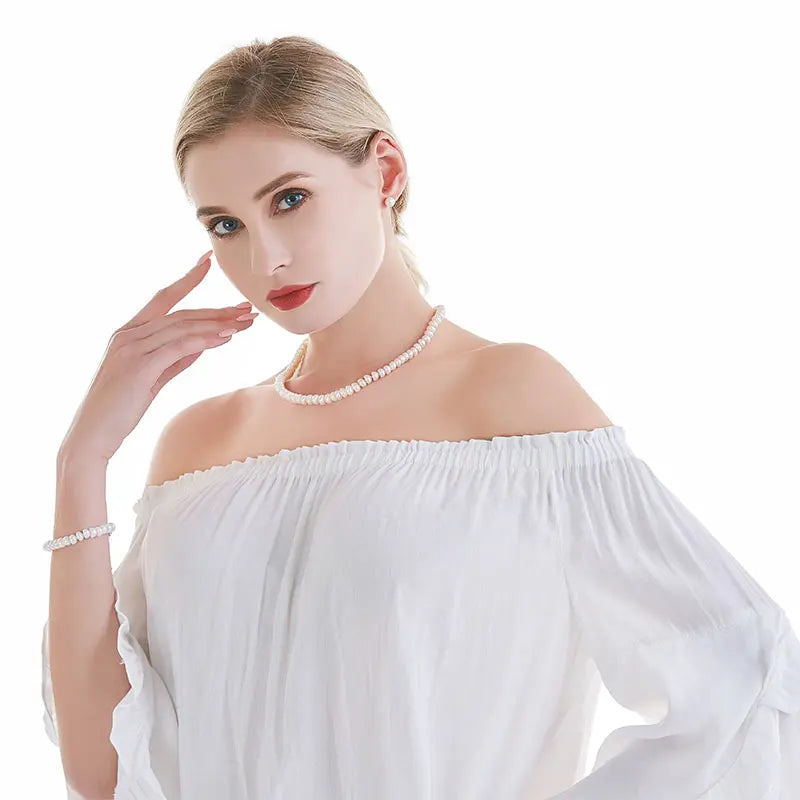 White Natural Freshwater Pearl Necklace For Women 8-9mm Necklace Beads Jewelry 40cm/45cm/50cm Length Necklace Fashion Jewelry