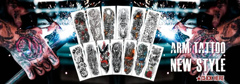Large Arm Sleeve Tattoo Forest Angel Wolf Lion Waterproof Temporary Tatto Sticker Crown Skull Body Art Full Fake Tatoo Women Men