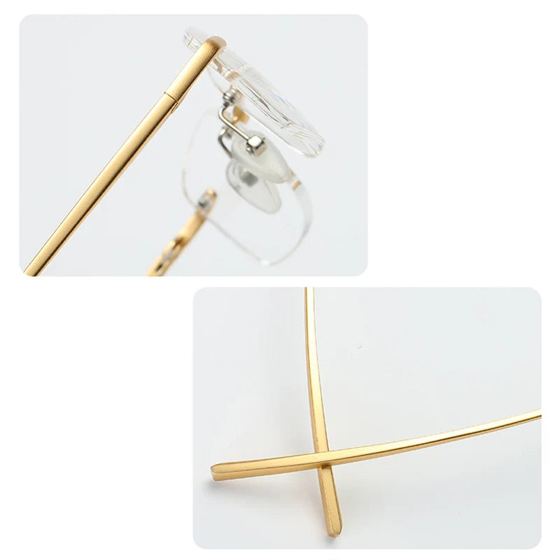 Bifocal Reading Glasses Men Women Rimless Aluminum-magnesium Frame Diopter Presbyopic Eyeglasses +1.0+1.5+2.0+2.5+3.0+3.5 RS341