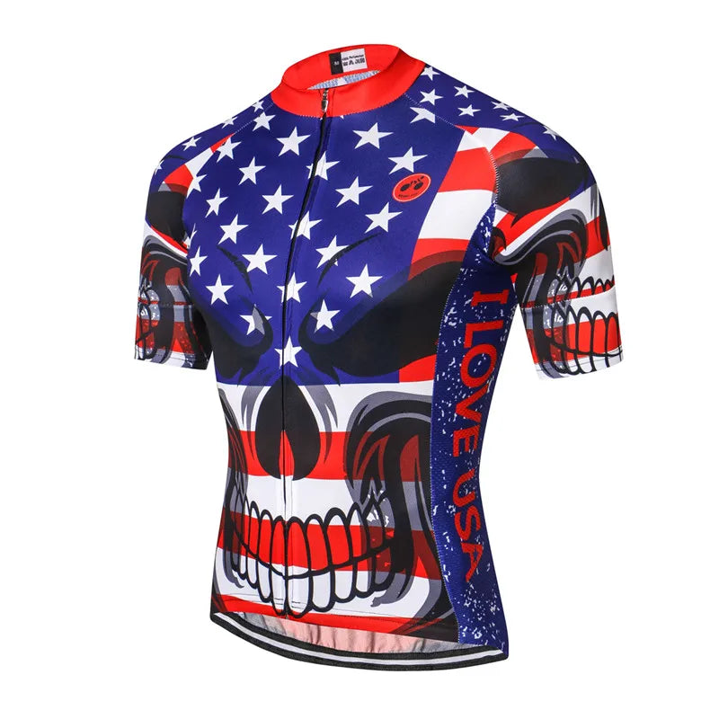 cycling jersey Men's Bike jerseys Short sleeve Pro Team Road Mountain MTB Maillot Ciclismo Racing Top T-shirts Shirt Blue USA UK