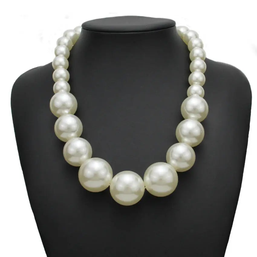 UKEN Women Imitation Pearl Beads Chain Maxi Necklace Fashion Jewelry Statament Choker Necklace For Dress Accessories