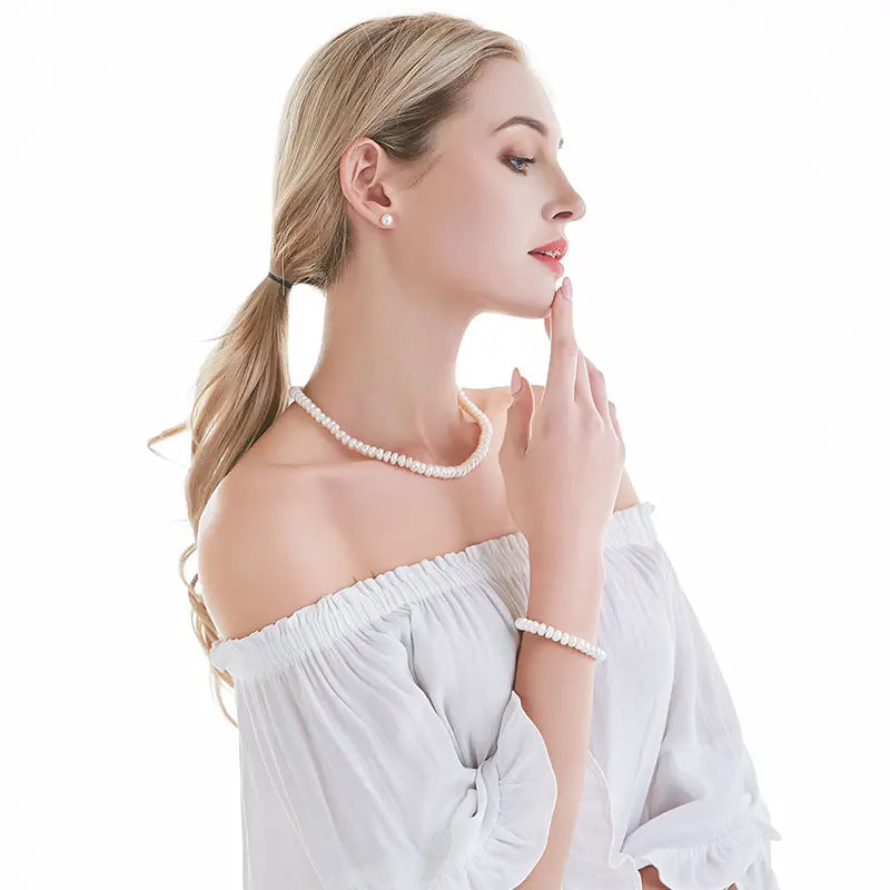 White Natural Freshwater Pearl Necklace For Women 8-9mm Necklace Beads Jewelry 40cm/45cm/50cm Length Necklace Fashion Jewelry