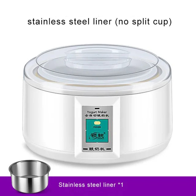 Kbxstart Automatic Yogurt Maker Machine 1.5L Natto Rice Wine Maker DIY Tool Stainless Steel Inner Yoghurt Beker 220V