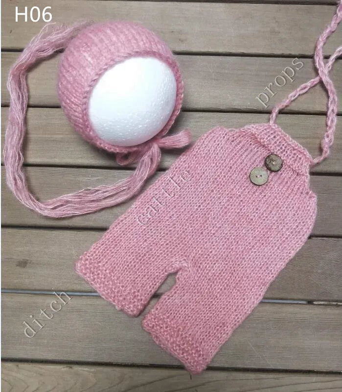 Newborn MohairSet Knit Baby Bonnet & Pants Newborn Photography Props Background