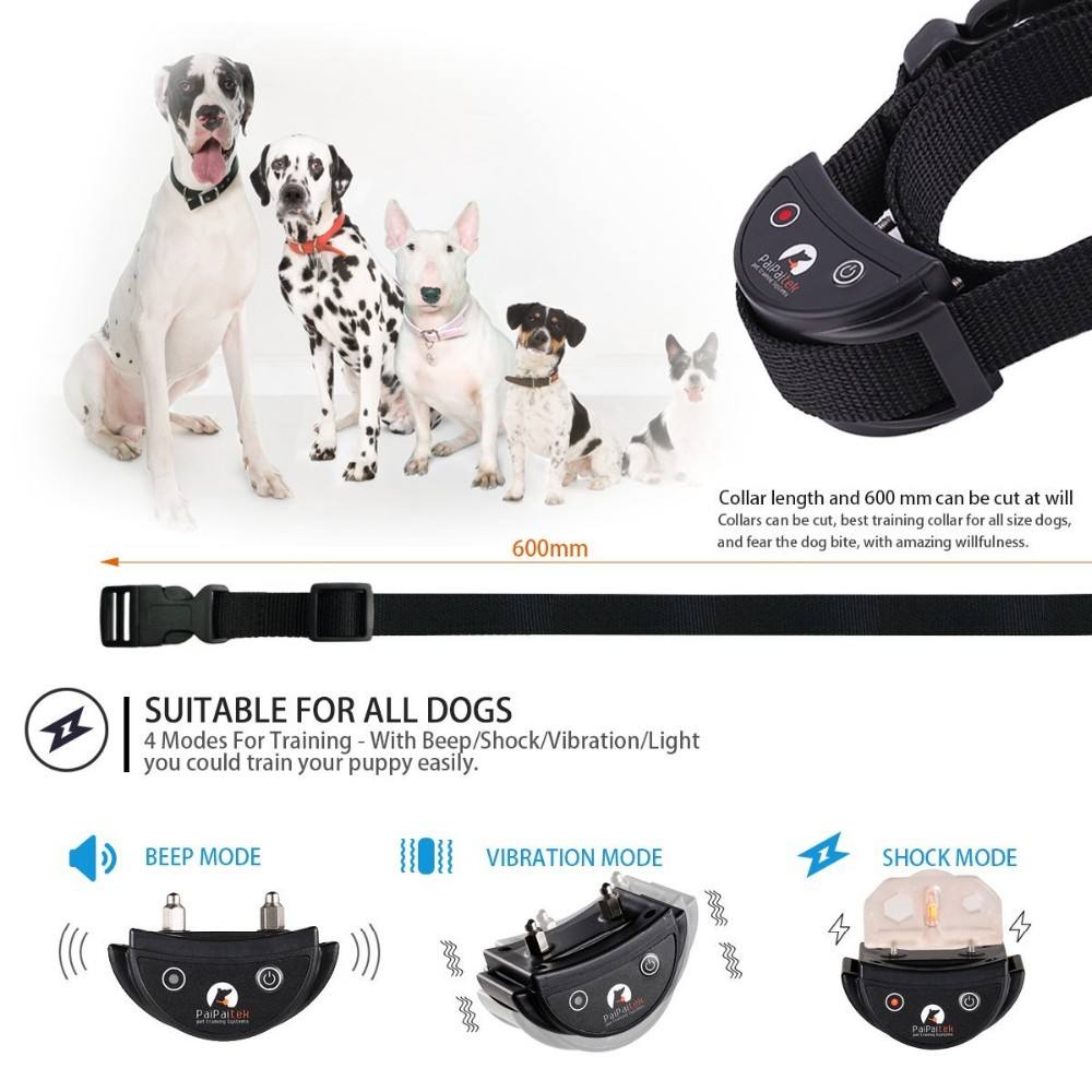 Paipaitek 500yd Dog Training Collar Anti Bark Shocker for S/M Dogs Electric Dog Collar With Remote Rechargeable Waterproof