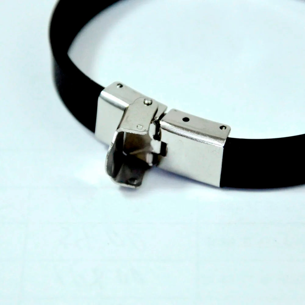 15Pcs New Fashion Wristband black Punk Rubber Silicone Stainless Steel Men Bracelets Bangles pulseras hombre caucho LR4091