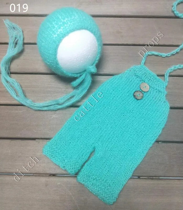 Newborn MohairSet Knit Baby Bonnet & Pants Newborn Photography Props Background