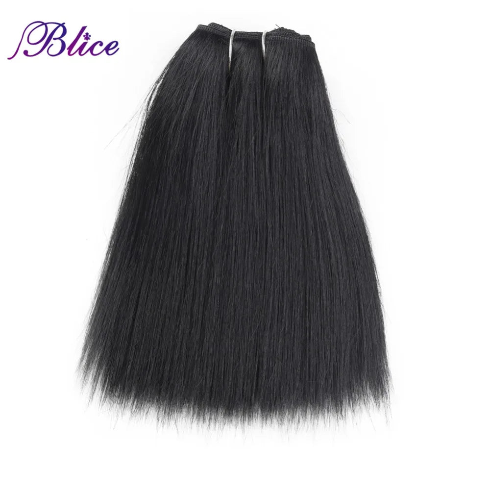 Blice Synthetic Hair Bundles 10-22 Inch Pure Color Yaki Straight Hair Extensions 100g/Piece Mixed Hair Weaving One Bundle Deal