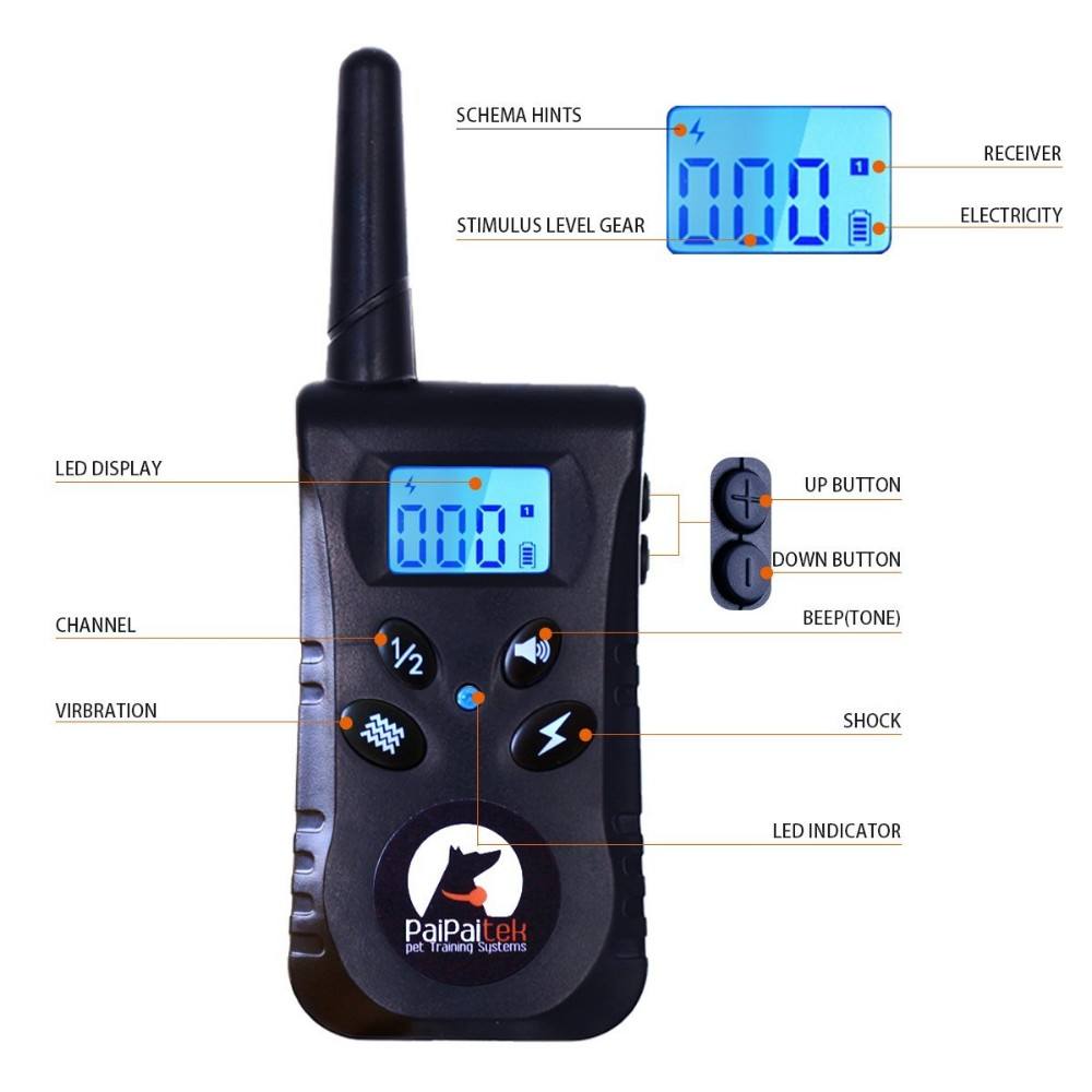 Paipaitek 500yd Dog Training Collar Anti Bark Shocker for S/M Dogs Electric Dog Collar With Remote Rechargeable Waterproof