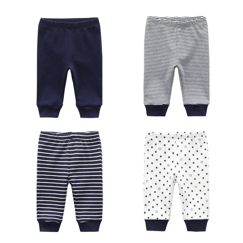 Newborn Solid 3/4PCS Baby Pants 100%Cotton Cartoon Soft Accessories Baby Boy Trousers Pants 0-24M Baby Girl Pants Four Seasons