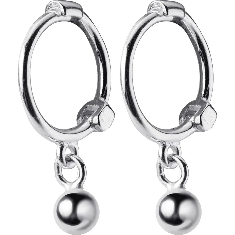 INZATT Real 925 Sterling Silver Star Heart Pentagram Beads Pendant Hoop Earrings For Women Party FINE Jewelry Accessories