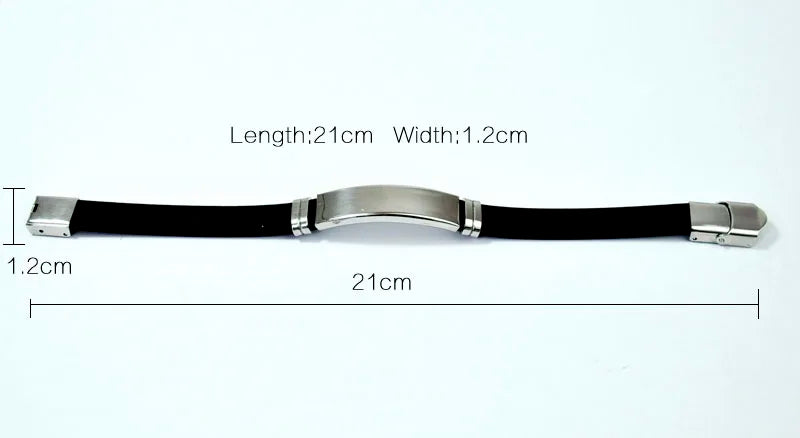 15Pcs New Fashion Wristband black Punk Rubber Silicone Stainless Steel Men Bracelets Bangles pulseras hombre caucho LR4091