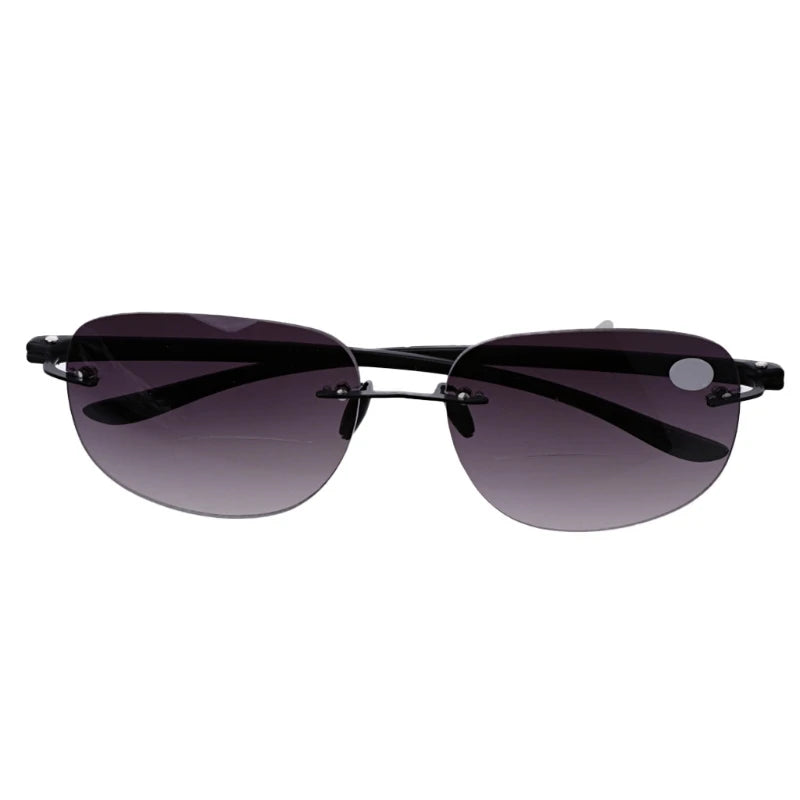 Outdoor Sun Readers Rimless Bifocal Reading Glasses Sunglasses Men and Women +1.0 To +3.5