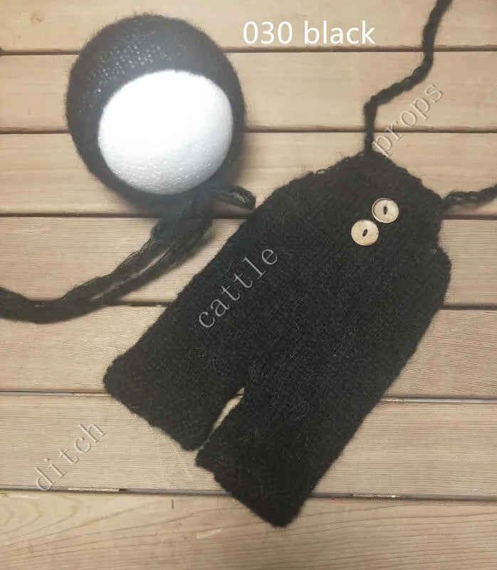 Newborn MohairSet Knit Baby Bonnet & Pants Newborn Photography Props Background