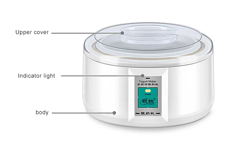 Kbxstart Automatic Yogurt Maker Machine 1.5L Natto Rice Wine Maker DIY Tool Stainless Steel Inner Yoghurt Beker 220V