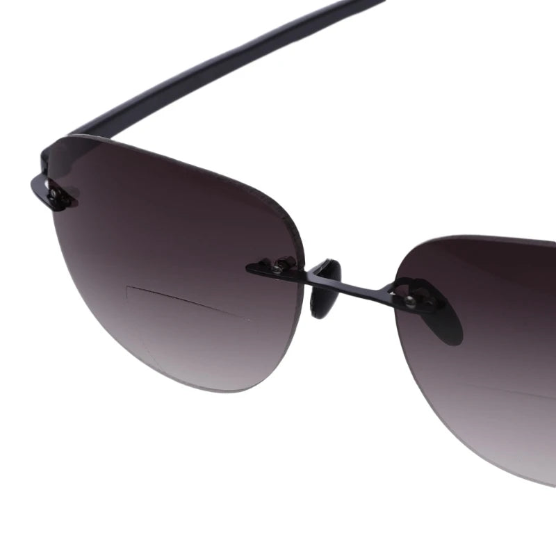 Outdoor Sun Readers Rimless Bifocal Reading Glasses Sunglasses Men and Women +1.0 To +3.5