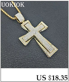 Fashion Byzantine Chain,Christ Cross Stainless Steel Long Necklace for Men Gold Color Statement Necklace Jewelry collares largos