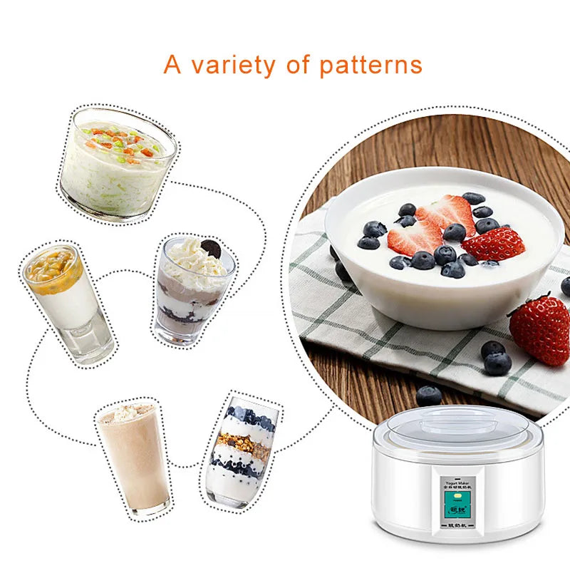 Kbxstart Automatic Yogurt Maker Machine 1.5L Natto Rice Wine Maker DIY Tool Stainless Steel Inner Yoghurt Beker 220V