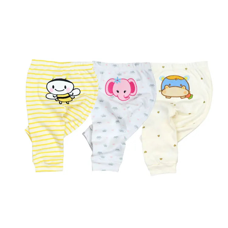 Solid Color 100%cotton Newborn Baby Pants 3/4Pieces Baby Girl Trousers 0-24M Soft Cartoon Print Baby Boy Pants Accessories